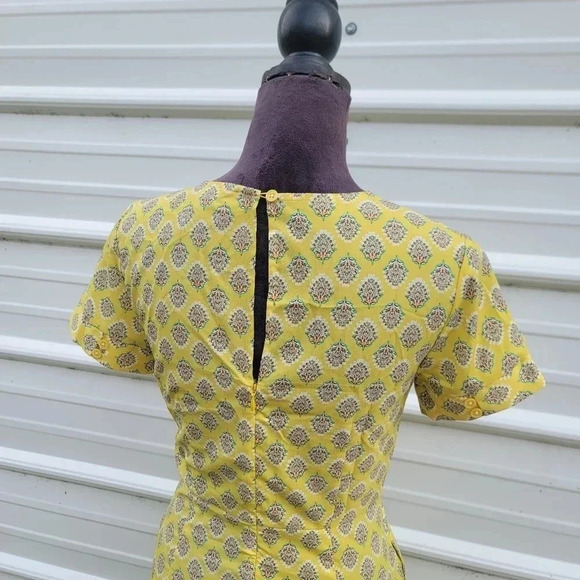 Banana Republic Women's Yellow Floral Paisley Lace Up Aline Dress Short Sz 0 - Picture 7 of 16